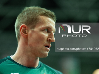 Adam Waczynski participates in a match of the Orlen Basket Liga between Zastal Zielona Gora and WKS Slask Wroclaw in Wroclaw, Poland, on Nov...