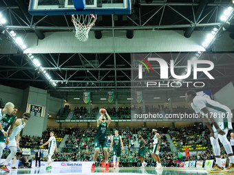 ADJIN PENAVA participates in a match of the Orlen Basket Liga between Zastal Zielona Gora and WKS Slask Wroclaw in Wroclaw, Poland, on Novem...