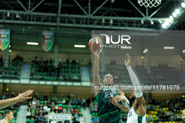 Reggie Lynch participates in a match of the Orlen Basket Liga between Zastal Zielona Gora and WKS Slask Wroclaw in Wroclaw, Poland, on Novem...