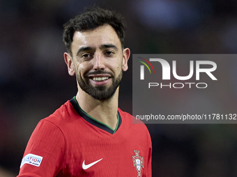 Bruno Fernandes of Portugal reacts during the UEFA Nations League 2024/25 League A Group A1 match between Portugal and Poland at Estadio Do...