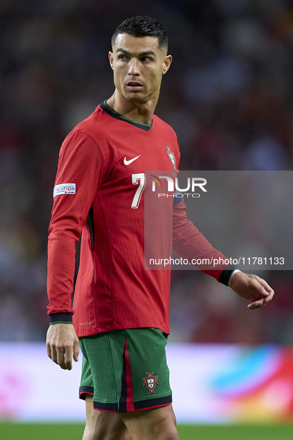 Cristiano Ronaldo of Portugal looks on during the UEFA Nations League 2024/25 League A Group A1 match between Portugal and Poland at Estadio...