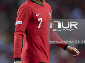 Cristiano Ronaldo of Portugal looks on during the UEFA Nations League 2024/25 League A Group A1 match between Portugal and Poland at Estadio...