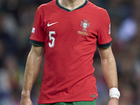 Diogo Dalot of Portugal reacts during the UEFA Nations League 2024/25 League A Group A1 match between Portugal and Poland at Estadio Do Drag...