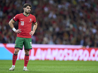 Pedro Neto of Portugal reacts during the UEFA Nations League 2024/25 League A Group A1 match between Portugal and Poland at Estadio Do Draga...