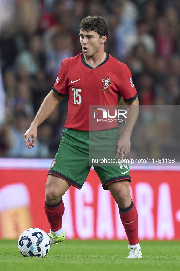 Joao Neves of Portugal plays during the UEFA Nations League 2024/25 League A Group A1 match between Portugal and Poland at Estadio Do Dragao...