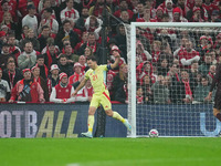 Mikel Oyarzabal of Spain  celebrates the teams first goal during the Nations League Round 5 match between Denmark against Spain at Parken, C...