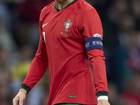 Cristiano Ronaldo of Portugal reacts during the UEFA Nations League 2024/25 League A Group A1 match between Portugal and Poland at Estadio D...