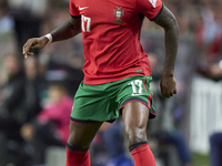 Rafael Leao of Portugal plays during the UEFA Nations League 2024/25 League A Group A1 match between Portugal and Poland at Estadio Do Draga...