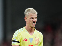 Dani Olmo of Spain  gestures during the Nations League Round 5 match between Denmark against Spain at Parken, Copenhagen, Denmark on Novembe...