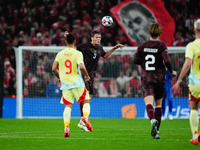 Jannik Vestergaard of Denmark  heads during the Nations League Round 5 match between Denmark against Spain at Parken, Copenhagen, Denmark on...