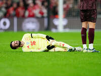 Alex Baena of Spain  on the ground during the Nations League Round 5 match between Denmark against Spain at Parken, Copenhagen, Denmark on N...