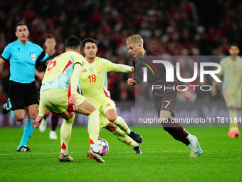 Albert Groenbaek of Denmark  controls the ball during the Nations League Round 5 match between Denmark against Spain at Parken, Copenhagen,...