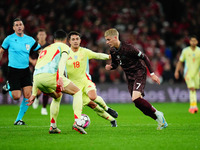 Albert Groenbaek of Denmark  controls the ball during the Nations League Round 5 match between Denmark against Spain at Parken, Copenhagen,...