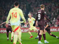 Dani Olmo of Spain  controls the ball during the Nations League Round 5 match between Denmark against Spain at Parken, Copenhagen, Denmark o...