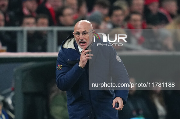 Luis de la Fuente of Spain  gestures during the Nations League Round 5 match between Denmark against Spain at Parken, Copenhagen, Denmark on...