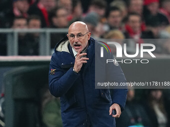 Luis de la Fuente of Spain  gestures during the Nations League Round 5 match between Denmark against Spain at Parken, Copenhagen, Denmark on...