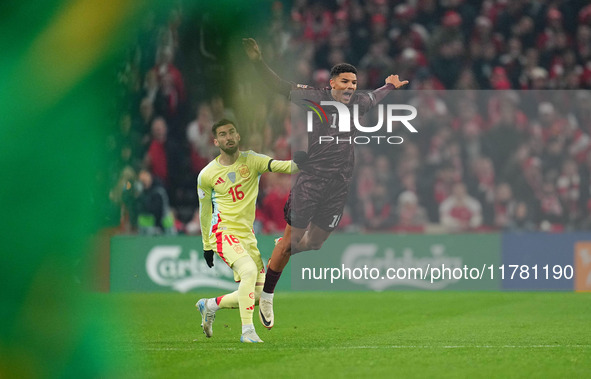 Alexander Bah of Denmark  looks on during the Nations League Round 5 match between Denmark against Spain at Parken, Copenhagen, Denmark on N...