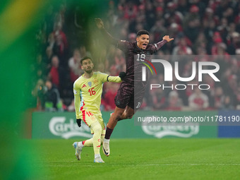 Alexander Bah of Denmark  looks on during the Nations League Round 5 match between Denmark against Spain at Parken, Copenhagen, Denmark on N...