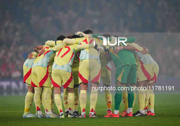  Spanish team  during the Nations League Round 5 match between Denmark against Spain at Parken, Copenhagen, Denmark on November 15, 2024. 