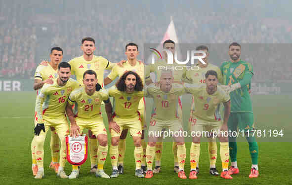  Spanish team  during the Nations League Round 5 match between Denmark against Spain at Parken, Copenhagen, Denmark on November 15, 2024. 