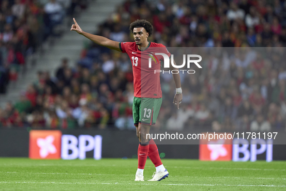 Renato Veiga of Portugal reacts during the UEFA Nations League 2024/25 League A Group A1 match between Portugal and Poland at Estadio Do Dra...