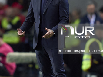 Roberto Martinez, Head Coach of Portugal, reacts during the UEFA Nations League 2024/25 League A Group A1 match between Portugal and Poland...