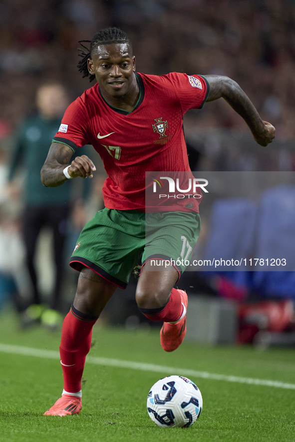 Rafael Leao of Portugal is in action during the UEFA Nations League 2024/25 League A Group A1 match between Portugal and Poland at Estadio D...