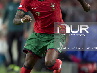 Rafael Leao of Portugal is in action during the UEFA Nations League 2024/25 League A Group A1 match between Portugal and Poland at Estadio D...