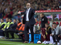 Michal Probierz, Head Coach of Poland, reacts during the UEFA Nations League 2024/25 League A Group A1 match between Portugal and Poland at...