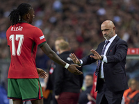 Michal Probierz, Head Coach of Poland, reacts during the UEFA Nations League 2024/25 League A Group A1 match between Portugal and Poland at...