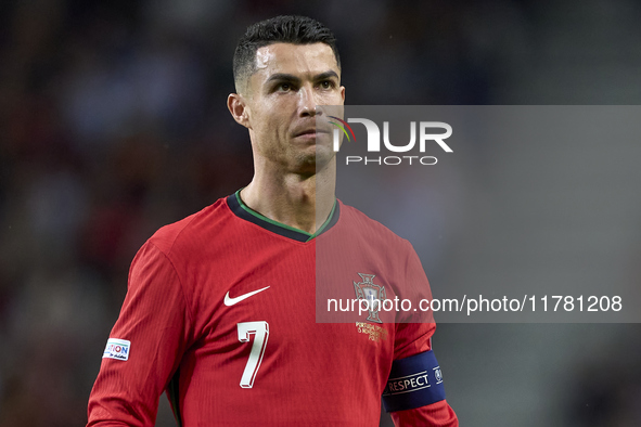 Cristiano Ronaldo of Portugal looks on during the UEFA Nations League 2024/25 League A Group A1 match between Portugal and Poland at Estadio...