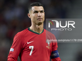 Cristiano Ronaldo of Portugal looks on during the UEFA Nations League 2024/25 League A Group A1 match between Portugal and Poland at Estadio...