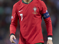 Cristiano Ronaldo of Portugal looks on during the UEFA Nations League 2024/25 League A Group A1 match between Portugal and Poland at Estadio...