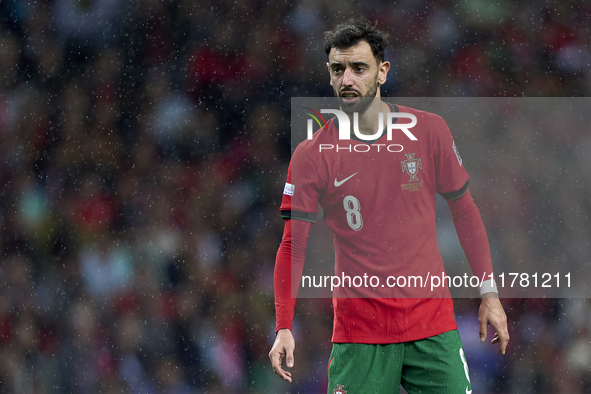 Bruno Fernandes of Portugal looks on during the UEFA Nations League 2024/25 League A Group A1 match between Portugal and Poland at Estadio D...