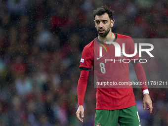 Bruno Fernandes of Portugal looks on during the UEFA Nations League 2024/25 League A Group A1 match between Portugal and Poland at Estadio D...