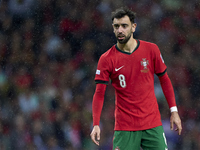 Bruno Fernandes of Portugal looks on during the UEFA Nations League 2024/25 League A Group A1 match between Portugal and Poland at Estadio D...