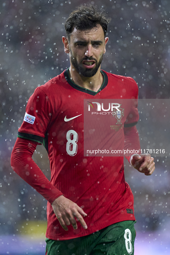 Bruno Fernandes of Portugal looks on during the UEFA Nations League 2024/25 League A Group A1 match between Portugal and Poland at Estadio D...