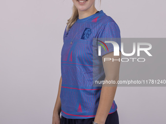 Trudy Johnson of Durham Cricket Women participates in the Durham Cricket Women Media Launch at the Seat Unique Riverside in Chester le Stree...