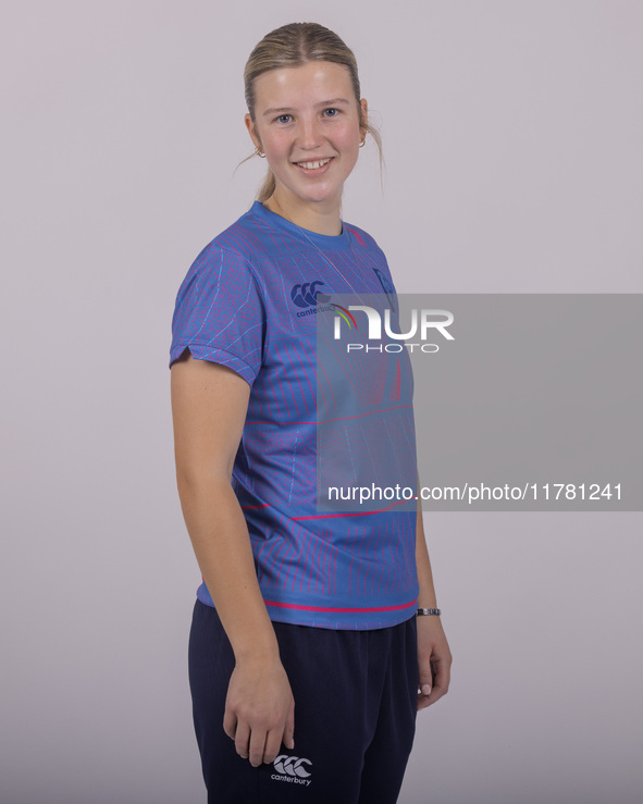 Trudy Johnson of Durham Cricket Women participates in the Durham Cricket Women Media Launch at the Seat Unique Riverside in Chester le Stree...