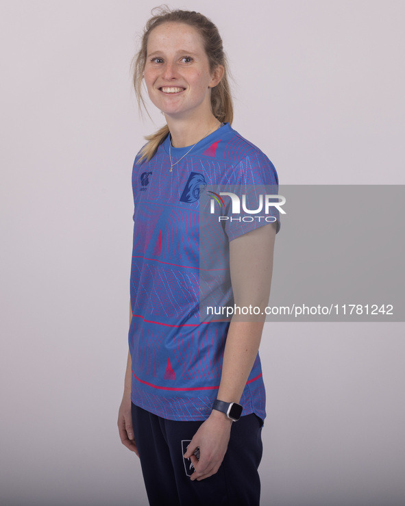 Emily Windsor of Durham Cricket Women participates in the Durham Cricket Women Media Launch at the Seat Unique Riverside in Chester le Stree...