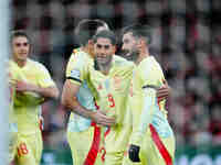 Ayoze Perez of Spain  celebrates the teams second goal during the Nations League Round 5 match between Denmark against Spain at Parken, Cope...