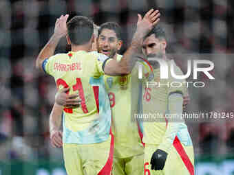 Ayoze Perez of Spain  celebrates the teams second goal during the Nations League Round 5 match between Denmark against Spain at Parken, Cope...