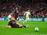 Ayoze Perez of Spain  scores the teams second goal during the Nations League Round 5 match between Denmark against Spain at Parken, Copenhag...