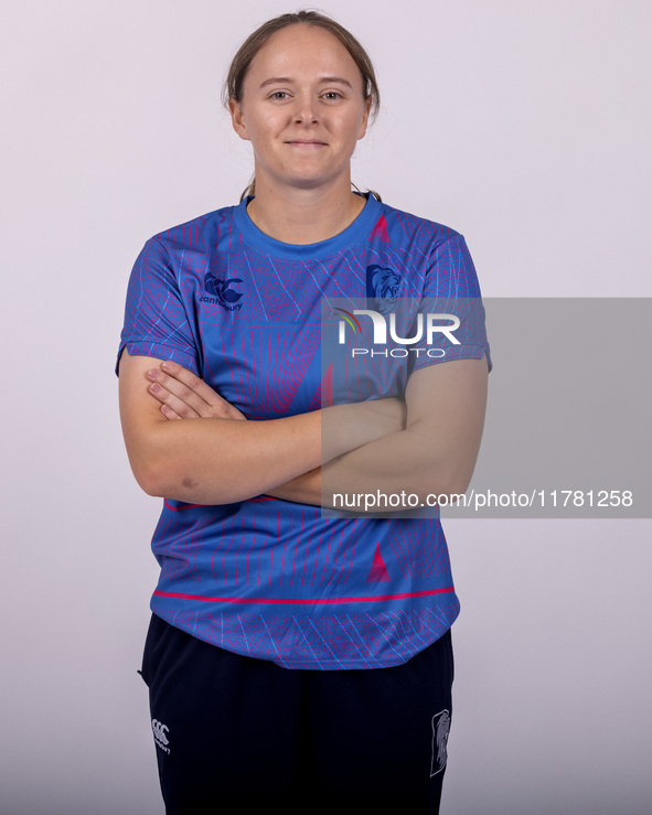 Abi Glen of Durham Cricket Women participates in the Durham Cricket Women Media Launch at the Seat Unique Riverside in Chester le Street, on...