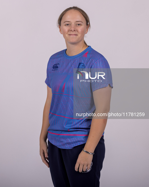 Abi Glen of Durham Cricket Women participates in the Durham Cricket Women Media Launch at the Seat Unique Riverside in Chester le Street, on...