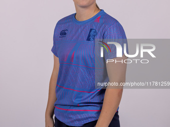 Abi Glen of Durham Cricket Women participates in the Durham Cricket Women Media Launch at the Seat Unique Riverside in Chester le Street, on...