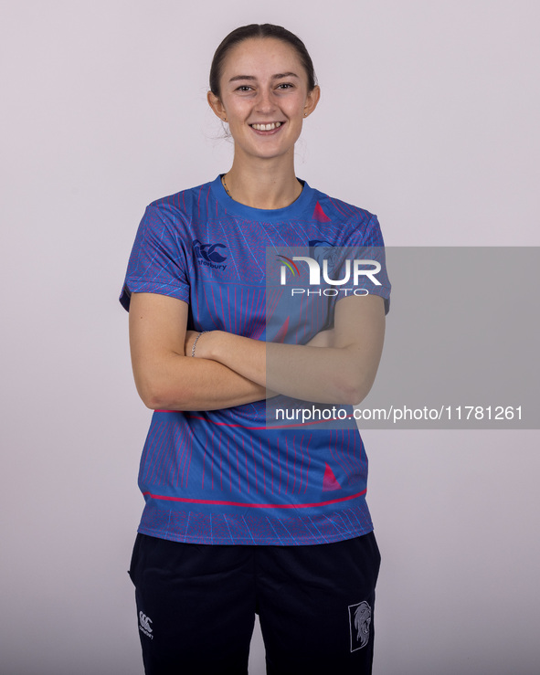 Sophia Turner of Durham Cricket Women participates in the Durham Cricket Women Media Launch at the Seat Unique Riverside in Chester le Stree...