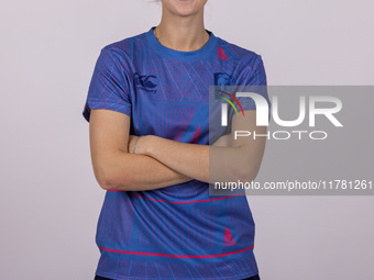 Sophia Turner of Durham Cricket Women participates in the Durham Cricket Women Media Launch at the Seat Unique Riverside in Chester le Stree...