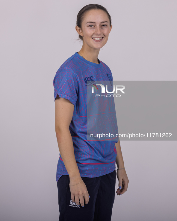 Sophia Turner of Durham Cricket Women participates in the Durham Cricket Women Media Launch at the Seat Unique Riverside in Chester le Stree...