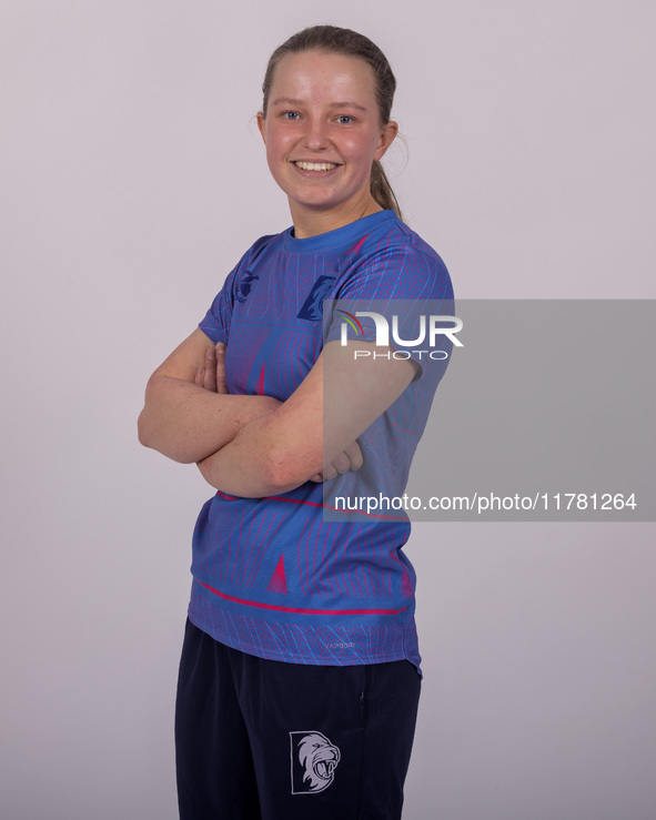 Emma Marlow of Durham Cricket Women participates in the Durham Cricket Women Media Launch at the Seat Unique Riverside in Chester le Street,...